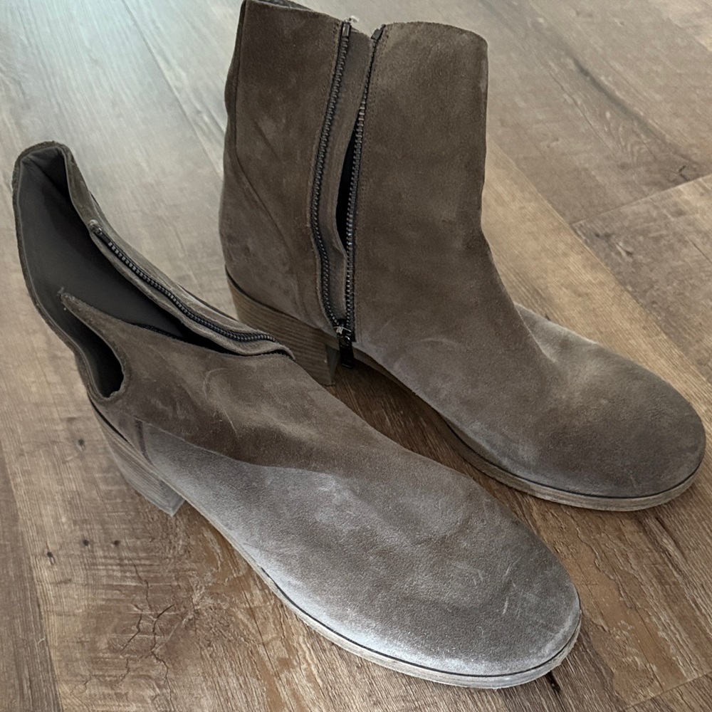 Suede Ankle Boots - Brown